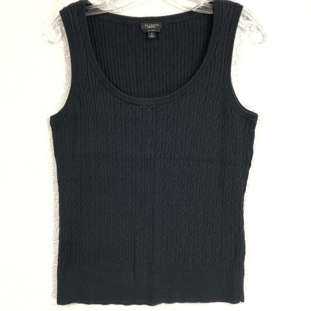 Talbots Black Ribbed Cable-Knit Tank Top